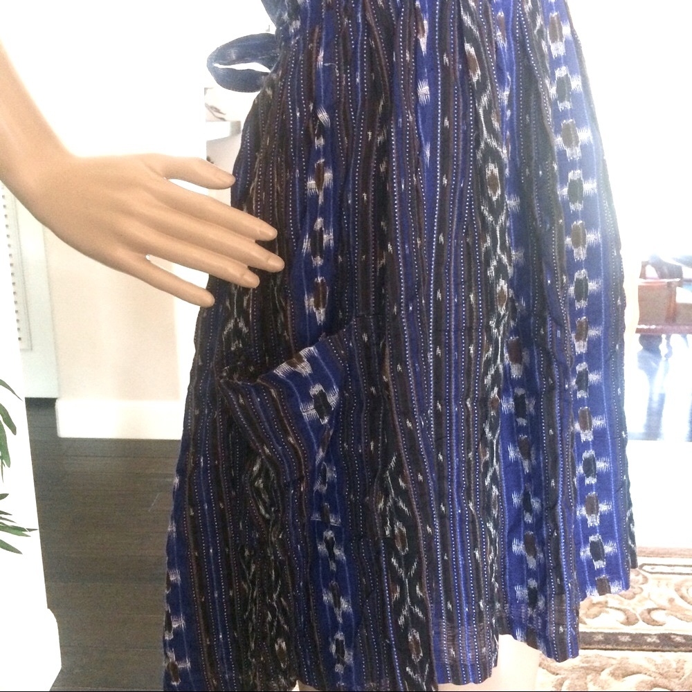 Topshop Women’s Southwest Aztec Textured Dress Size 6 Pockets Cris Cross Back - Picture 6 of 14